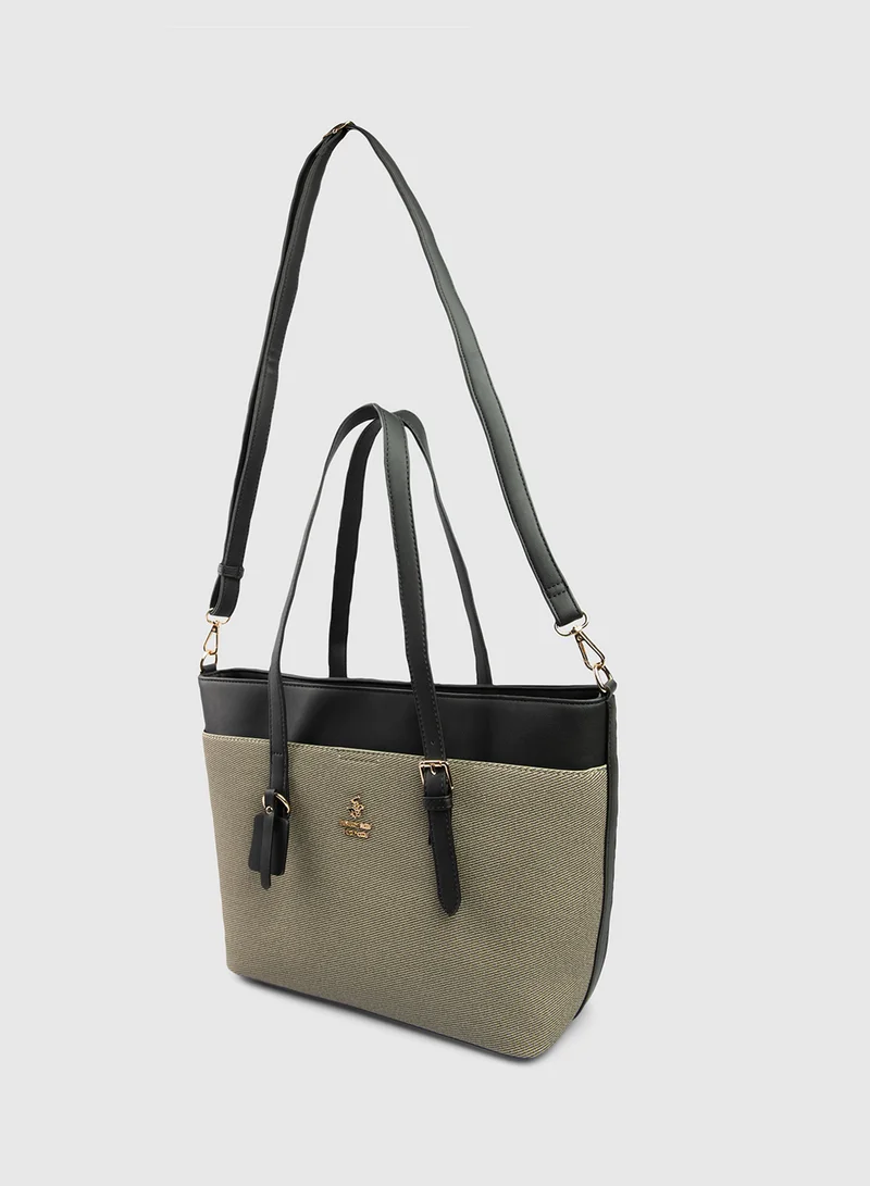 BEVERLY HILLS POLO CLUB Buckle Detail Tote Bag with Double Handle
