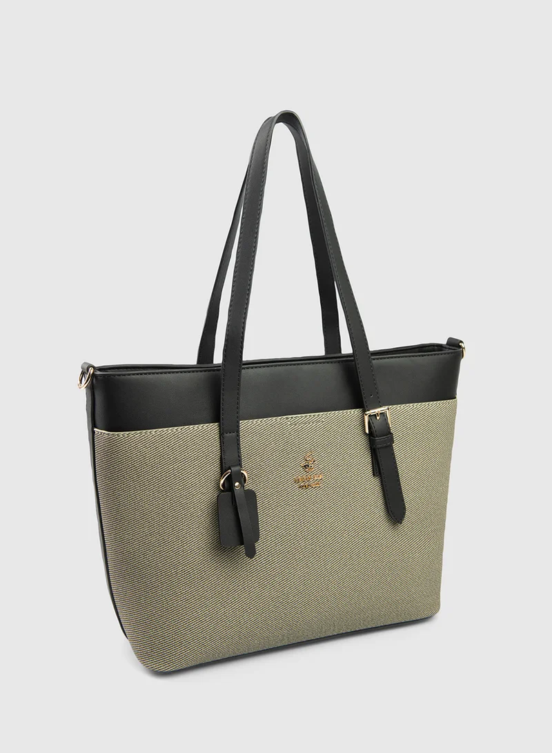 BEVERLY HILLS POLO CLUB Buckle Detail Tote Bag with Double Handle