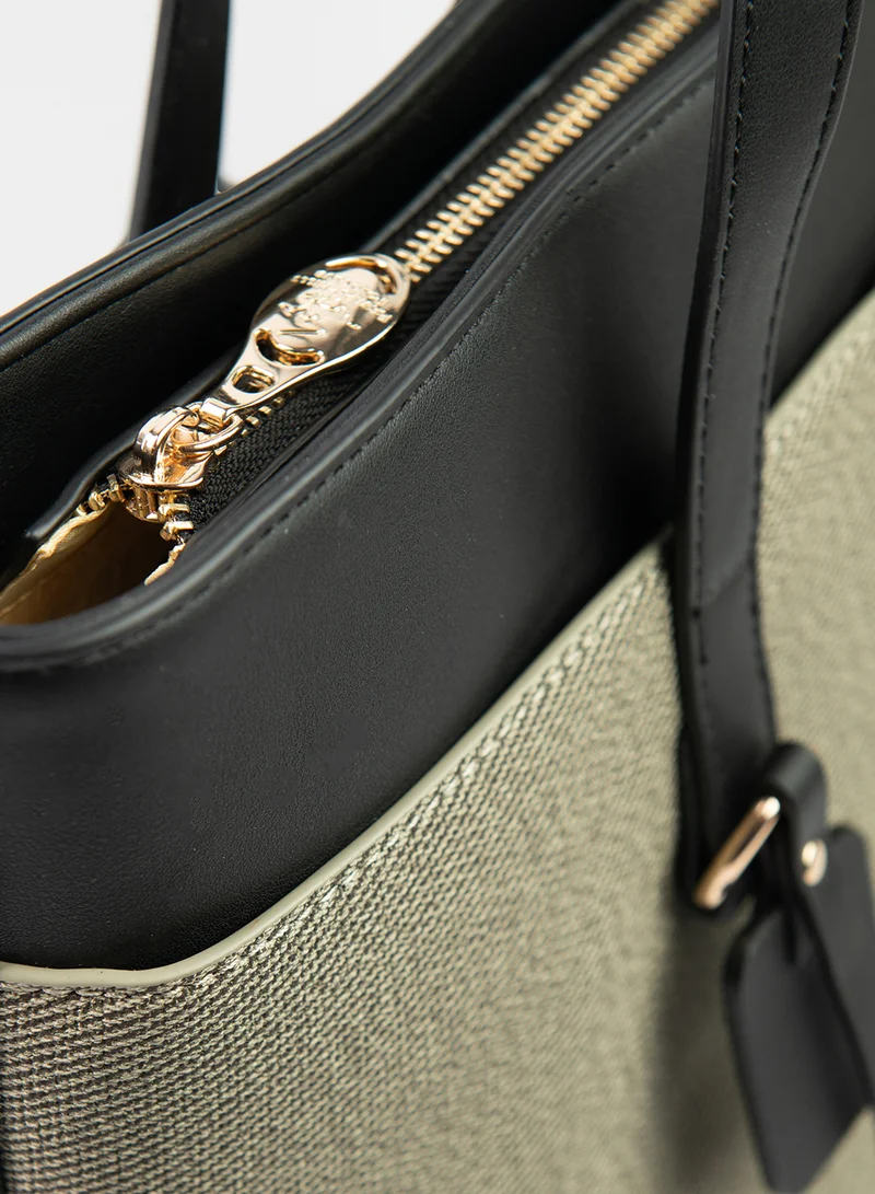 BEVERLY HILLS POLO CLUB Buckle Detail Tote Bag with Double Handle
