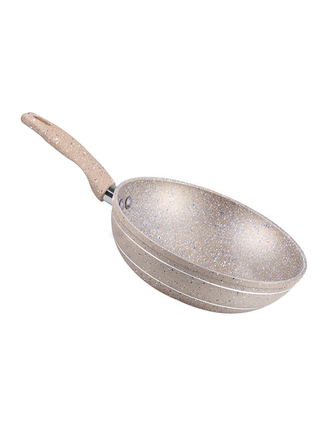 Royalford 28 CM Smart Wok Pan with Marble Coating- RF9841 Forged Aluminum Body with 3.8 MM Extra Thick Bottom Induction Compatible and Soft Touch Handle PFOA-Free and PTFE-Free Brown Beige - Image 1