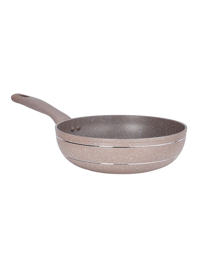 Royalford 28 CM Smart Wok Pan with Marble Coating- RF9841 Forged Aluminum Body with 3.8 MM Extra Thick Bottom Induction Compatible and Soft Touch Handle PFOA-Free and PTFE-Free Brown Beige - Image 2