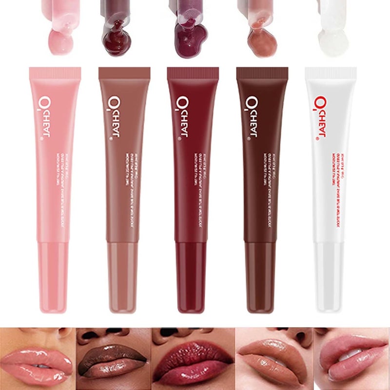 5 Color Glossy Lip Butter GlossMoisturizing Nonstick Cup Liquid Lip GlossNatural Plumping Lip TintMirror Toot Lip Gloss for Women 5 ColorsSet A
