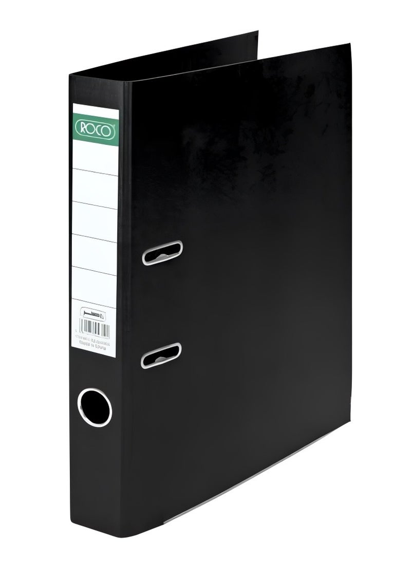 روكو ملف صندوق قياسي – ظهر 5 سم، حجم F4/A4، أسود، بولي بروبلين/لوح مضغوط