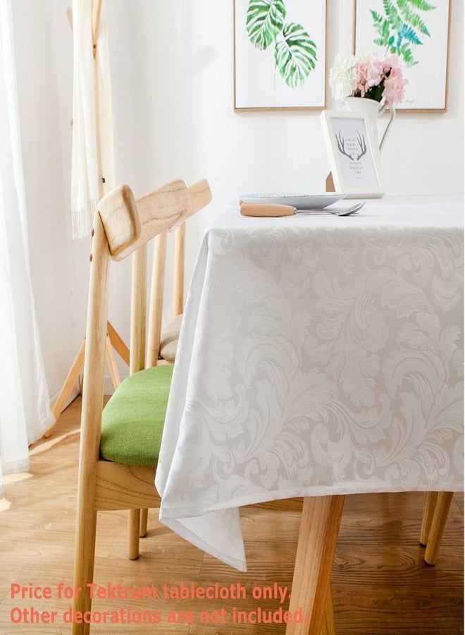 Tektrum 70 X 70 inch Square Damask Jacquard Tablecloth Table Cover - Waterproof/Spill Proof/Stain Resistant/Wrinkle Free/Heavy Duty - Great for Banquet, Parties, Dinner, Kitchen, Wedding (White) - Image 5