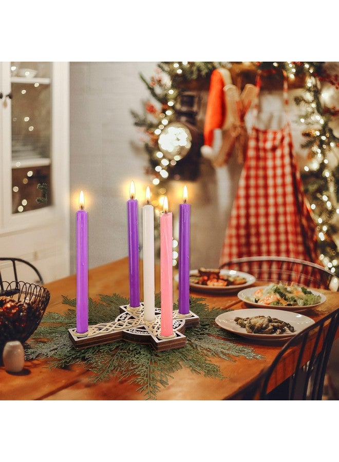Shellwei Christmas Advent Wreath Candle Holder, Nativity Candle Holder with Celtic Knot Cross Shaped Advent Candle Holder for Christmas Table Centerpiece Decorations Religious Gift(Wood,Beige) - Image 5