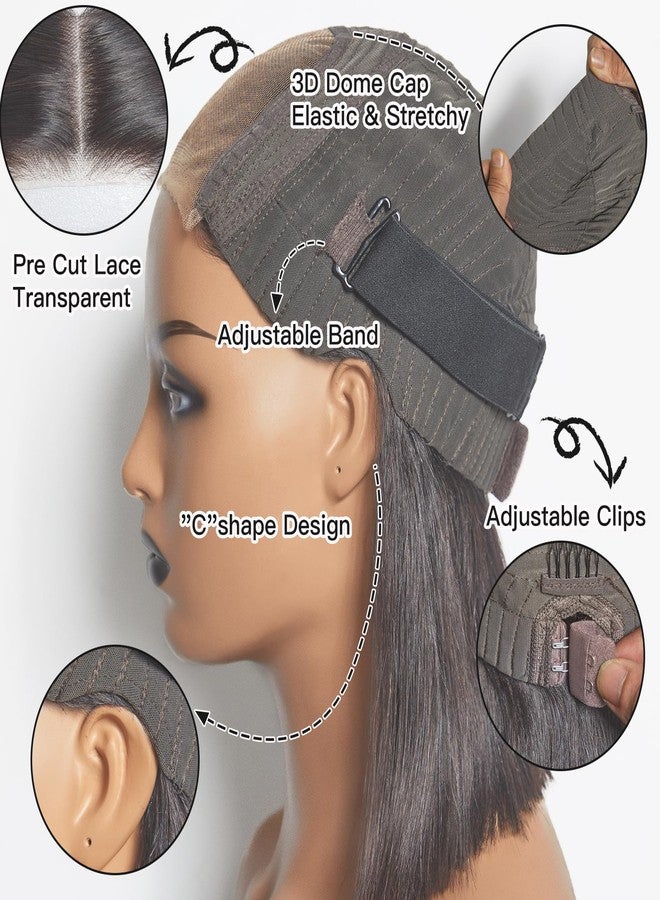 WEQUEEN Wear and Go Glueless Bob Wig Human Hair Pre Plucked Pre Cut 4x4 Skin-like Lace 250% Density Straight Short Bob Wig for Black Women 12 Inch - Image 4