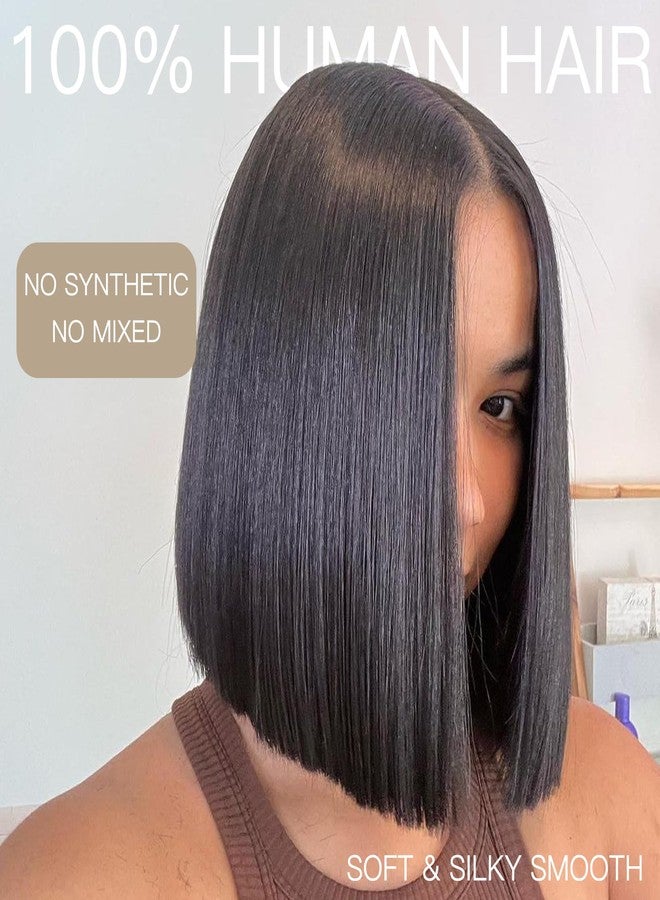 WEQUEEN Wear and Go Glueless Bob Wig Human Hair Pre Plucked Pre Cut 4x4 Skin-like Lace 250% Density Straight Short Bob Wig for Black Women 12 Inch - Image 2