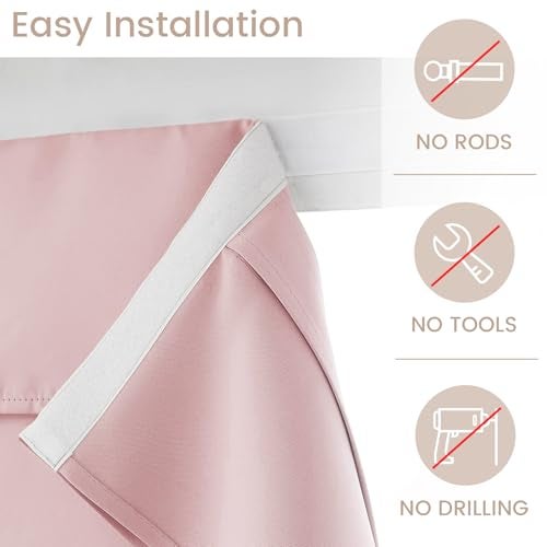 Vatge Baby Pink Small Door Curtains Thermal Insulated Nursery French Door Curtain Panel Rose Blush Short Window Covering 1 Panel W24 x L18 Baby Pink - Image 3