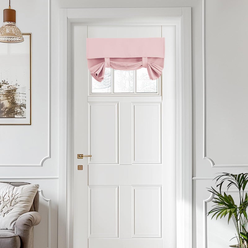Vatge Baby Pink Small Door Curtains Thermal Insulated Nursery French Door Curtain Panel Rose Blush Short Window Covering 1 Panel W24 x L18 Baby Pink - Image 2