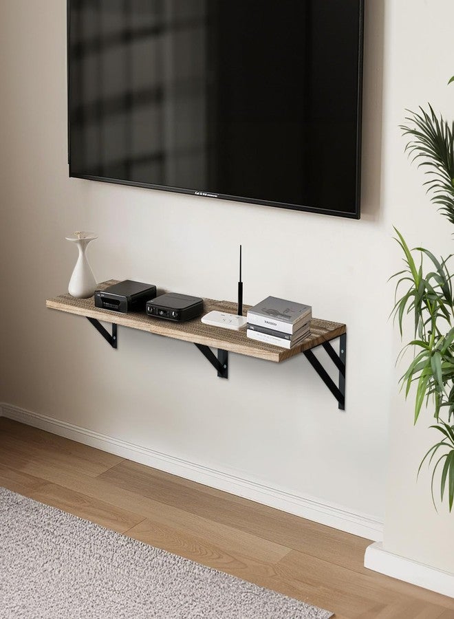 Walasis Deep Floating Shelves for Wall - 12 Inch Large Wall-Mounted Display Shelf for Kitchen - Wide Hanging Wood Shelving Storage for Bathroom (Torched Wood) - Image 5