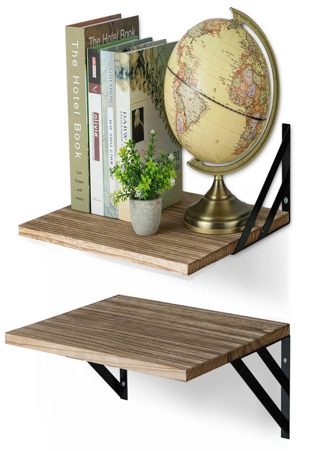 Walasis Deep Floating Shelves for Wall - 12 Inch Large Wall-Mounted Display Shelf for Kitchen - Wide Hanging Wood Shelving Storage for Bathroom (Torched Wood) - Image 1