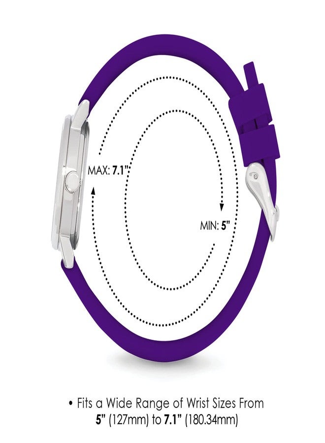 Speidel Women’s Purple Scrub Pee Watch for Medical Professionals Easy to Read Small Face, Luminous Hands, Silicone Band, Second Hand, Military Time for Nurses, Students in Scrub Matching Colors - Image 3
