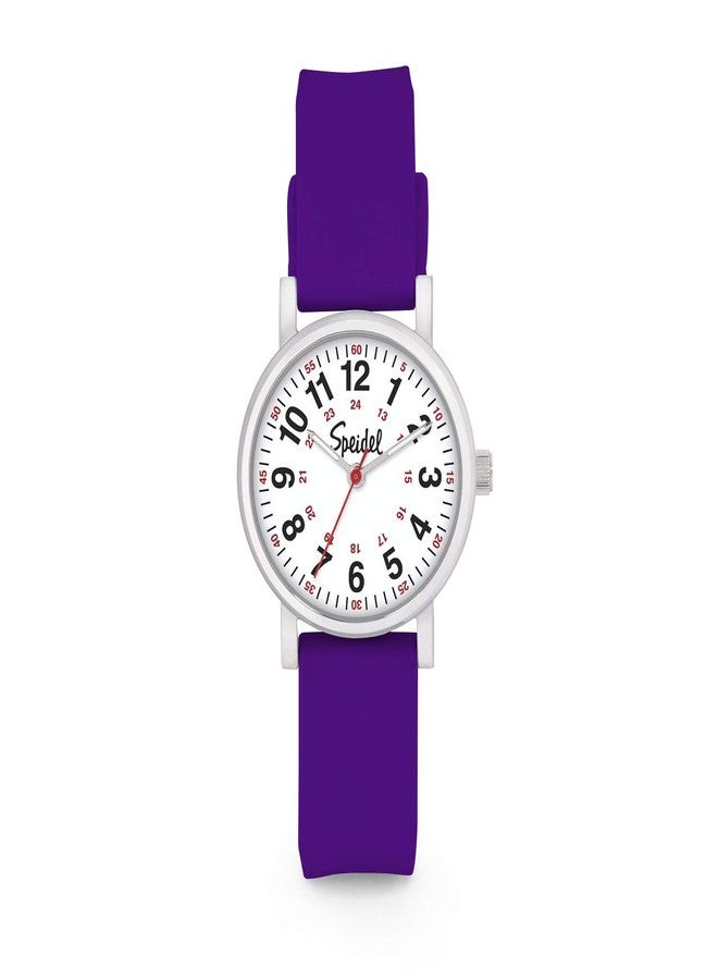 Speidel Women’s Purple Scrub Pee Watch for Medical Professionals Easy to Read Small Face, Luminous Hands, Silicone Band, Second Hand, Military Time for Nurses, Students in Scrub Matching Colors - Image 1