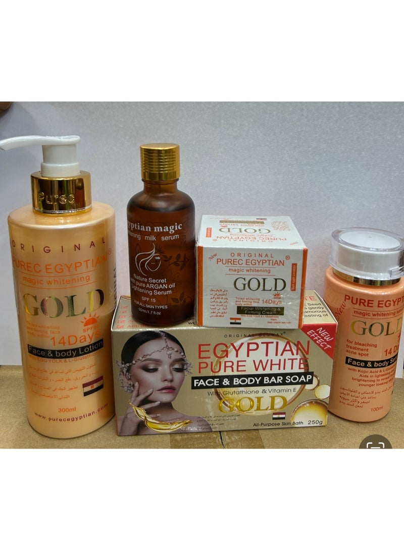 Pure Egyptian Gold face and body cream set of 5pic