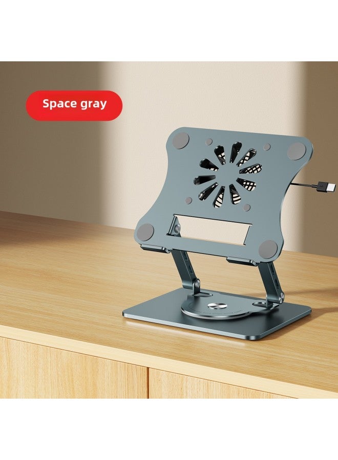 Laptop Bracket With Fan Cooling Desktop Office Metal Suspended Standing Cooling Base Elevated Stand-Color:Gray - Image 1