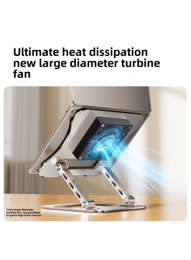 Laptop Bracket With Fan Cooling Desktop Office Metal Suspended Standing Cooling Base Elevated Stand-Color:Gray - Image 3