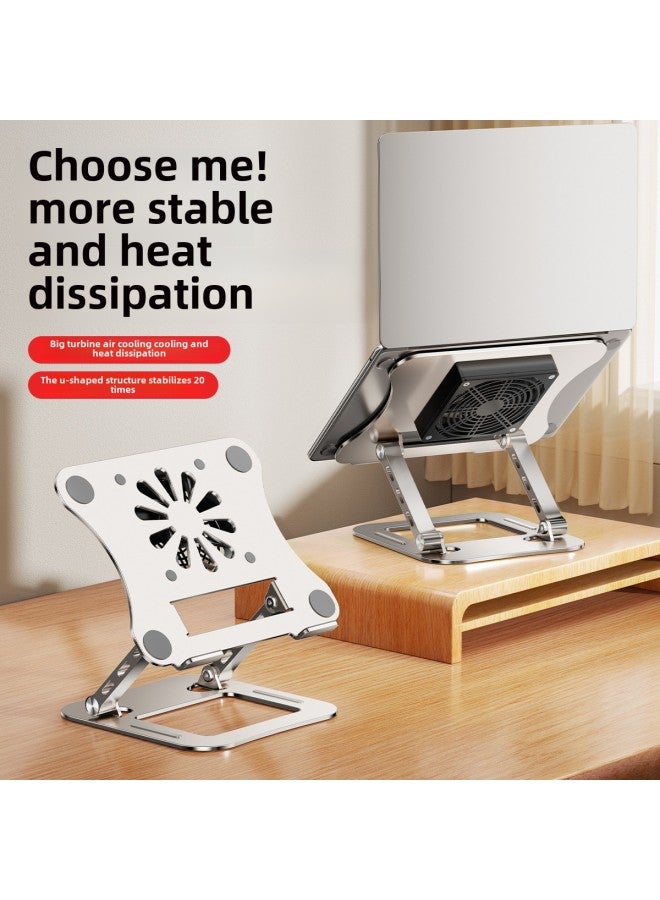 Laptop Bracket With Fan Cooling Desktop Office Metal Suspended Standing Cooling Base Elevated Stand-Color:Gray - Image 2