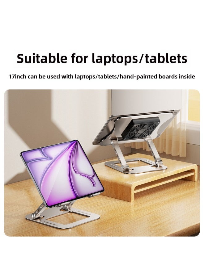 Laptop Bracket With Fan Cooling Desktop Office Metal Suspended Standing Cooling Base Elevated Stand-Color:Gray - Image 4