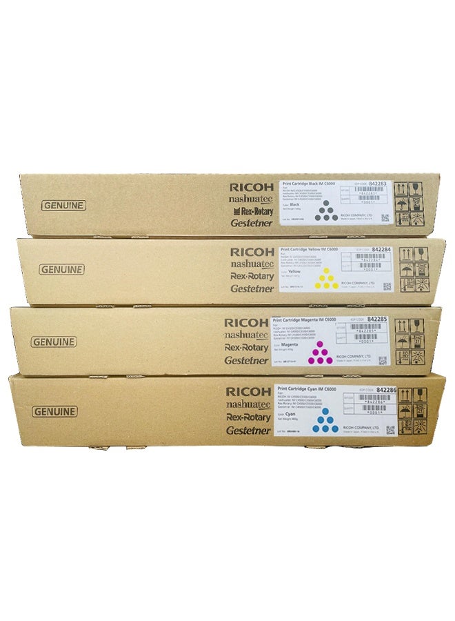 Ricoh Genuine ,Nashuatec,Rex Rotary,Gestetner Cartridge Toner IMC6000 Toner Cartridge for Ricoh IMC4500 IMC5500 IM C6000 Toner Cartridge.Black[EDP CODE: 842283],Cyan[EDP CODE: 842284],Yellow[EDP CODE: 842285],Magenta[EDP CODE: 842286] - Image 1