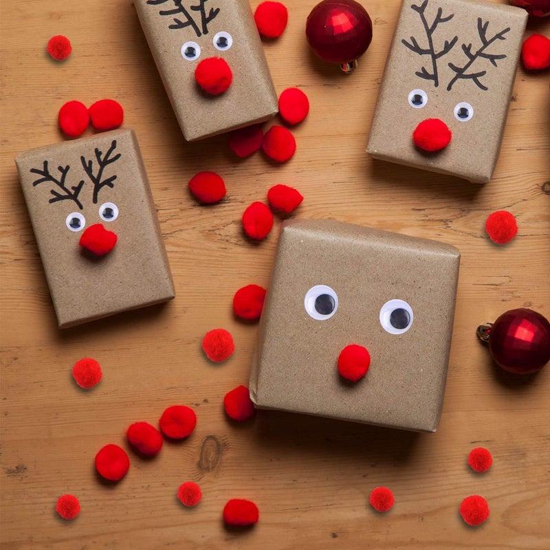 Tuparka 650 Pcs Christmas Reindeer DIY Craft Set, Including 70 Pcs Brown Pipe Cleaners Chenille, 320 Pcs Googly Eyes, 260 Pcs Red Pom Poms Pompoms Red Noses for Craft - Image 4