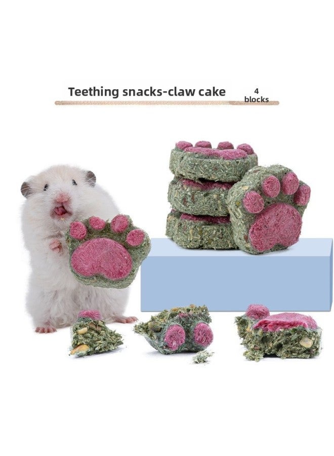 Hamster Snacks And Food Nutrition Wafer Biscuits Food Golden Bear Grinding Stick Supplies Daquan Cuttlefish Mouse Special-Colour:Teething Snacks - 4 Pieces Of Claw Cakes (dragon Fruit Flavor)  - Image 1
