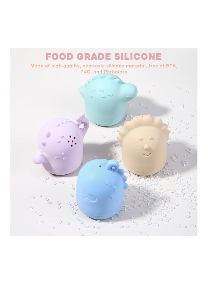 Excefore Bath Toys for Toddlers Age 1-3,Squeezable Dinosaurs Bathtub Toys, Mold Free Silicone Baby Bath Toys for Infants 6 12 18 Months, Baby Shower Toys - Image 3