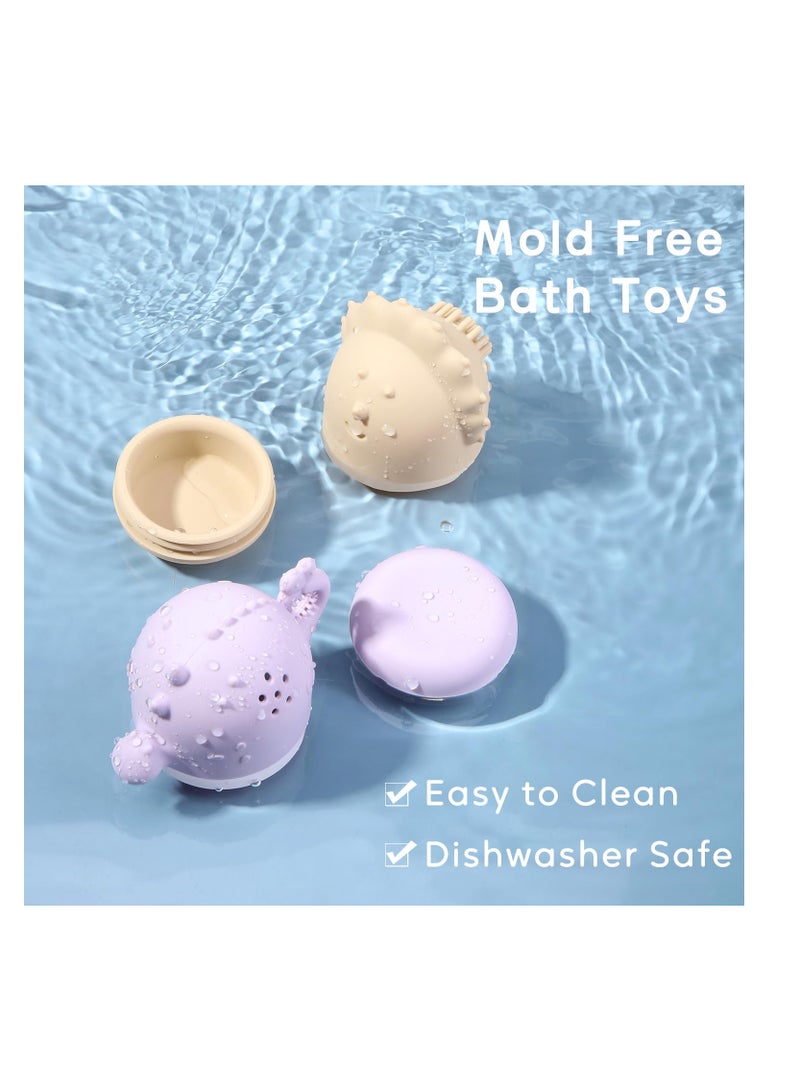 Excefore Bath Toys for Toddlers Age 1-3,Squeezable Dinosaurs Bathtub Toys, Mold Free Silicone Baby Bath Toys for Infants 6 12 18 Months, Baby Shower Toys - Image 5