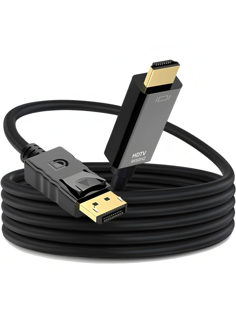 Apluynm 4K DisplayPort to HDMI Cable 1.8M, Supports 8K@60Hz, 4K@120Hz, 2K@240Hz,1080P@240Hz,Active DP to HDMI Cable for Dell/SAMSUNG/Lenovo/Monitor/EPSON/Sony/Projector - Image 1