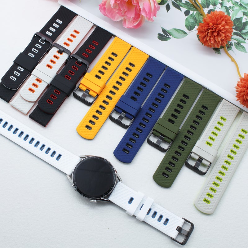 22mm White Blue Two Tone Watch Band for Huawei GT Smartwatch - Image 1