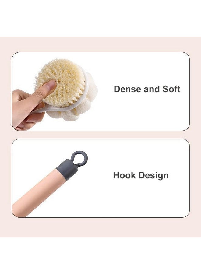FALONG 2-in-1 Body Bathing Brush with Soft Bristle and Loofah,Exfoliating and Cleansing - Round Handle Shower bath Brush,Double Sided Bath Brush for Smooth, Glowing Skin for men & women - Image 3
