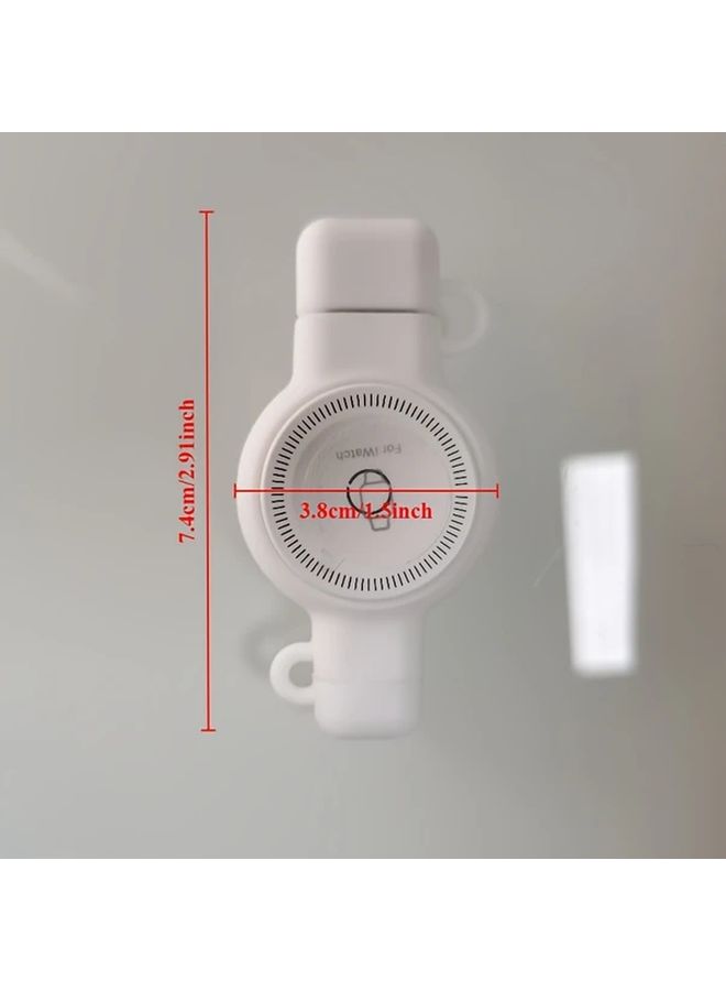 شاحن مغناطيسي لاسلكي وساعة 2 في 1 باللون الأبيض، حامل شحن محمول وسريع بمدخل USB - Image 2