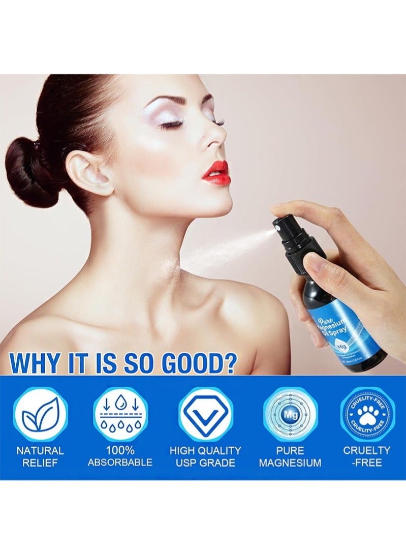 HaLunhi 2 Pack Pure Magnesium Oil Spray, External Magnesium Spray Glass Bottle, Suitable For Feet And Sleep, Organic Magnesium Spray For Feet, Nourishes Skin, Unclogs Pores (60ml+60ml) - Image 2