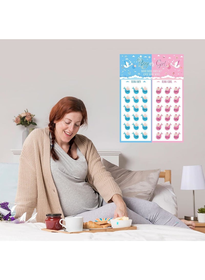 SYOSI Gender Reveal Party Decorations, Boy or Girl Voting Board with 36 Stickers, Fun Baby Shower Game for Guests, Cute Gender Reveal Party Supplies for Baby Announcement Events, Blue and Pink - Image 4