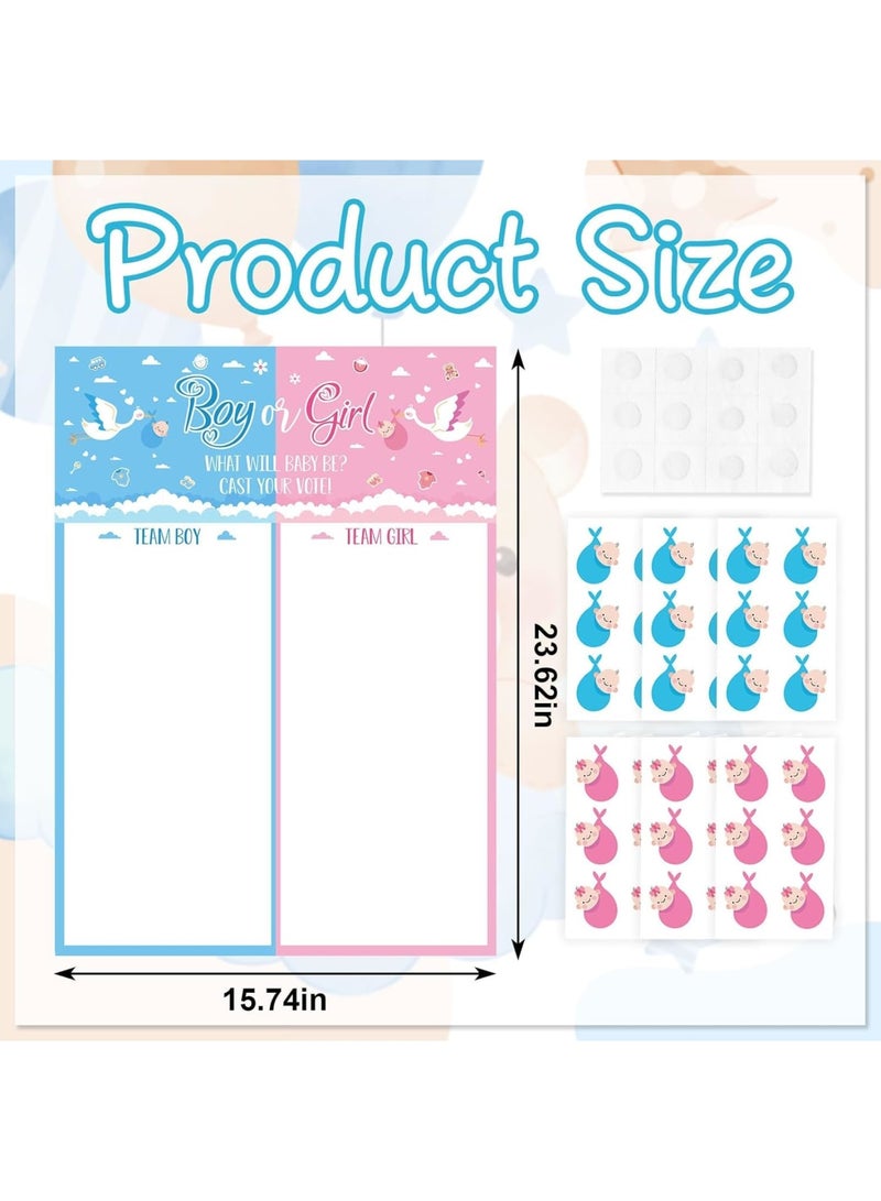 SYOSI Gender Reveal Party Decorations, Boy or Girl Voting Board with 36 Stickers, Fun Baby Shower Game for Guests, Cute Gender Reveal Party Supplies for Baby Announcement Events, Blue and Pink - Image 2