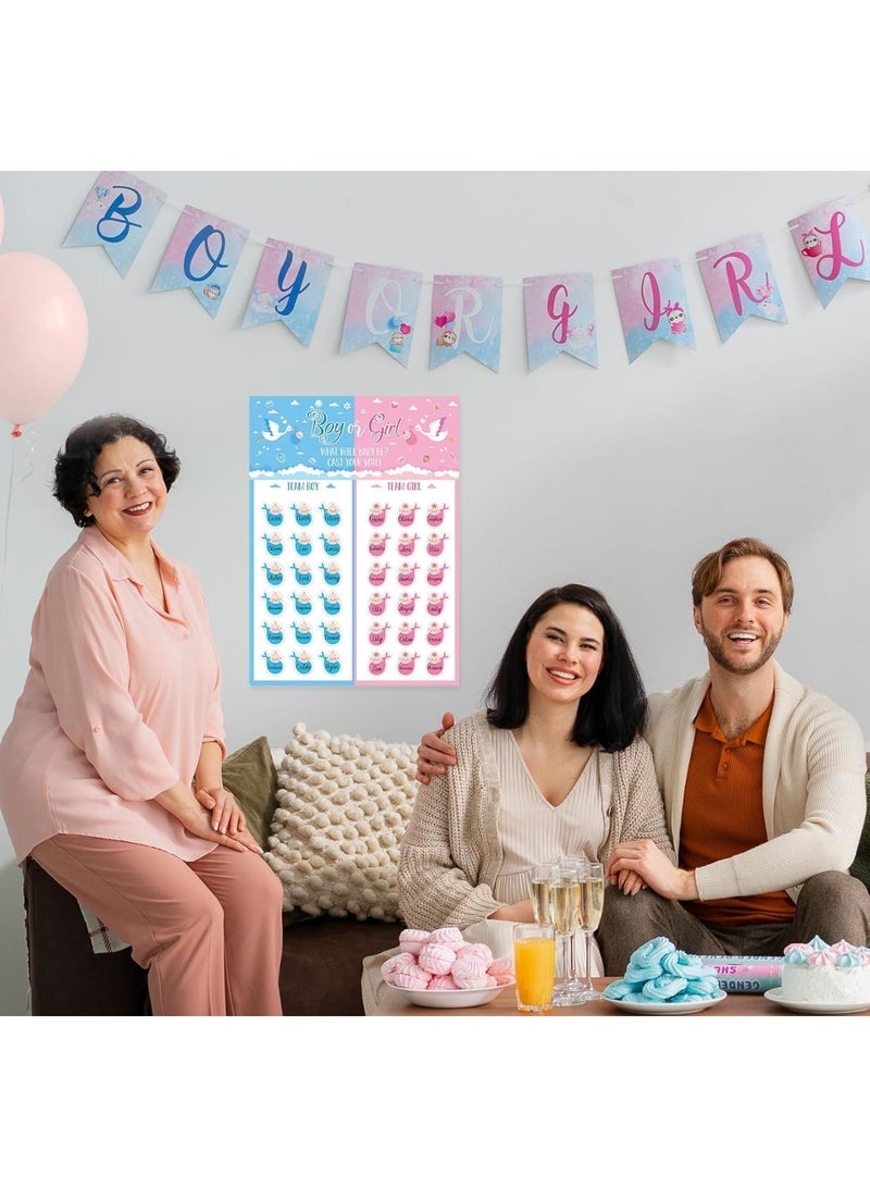 SYOSI Gender Reveal Party Decorations, Boy or Girl Voting Board with 36 Stickers, Fun Baby Shower Game for Guests, Cute Gender Reveal Party Supplies for Baby Announcement Events, Blue and Pink - Image 5
