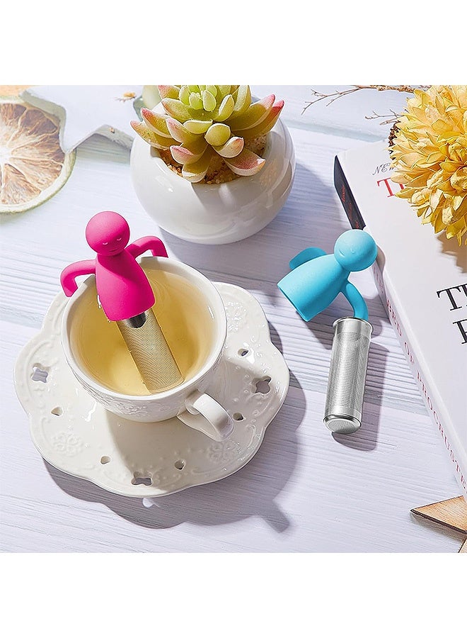 إم إكس إن مصفاة شاي للشاي السائب، قطعتان من مصفاة الشاي مع مصفاة من الفولاذ المقاوم للصدأ، مصفاة شاي شبكية فائقة الدقة لإبريق الشاي والكوب - Image 4