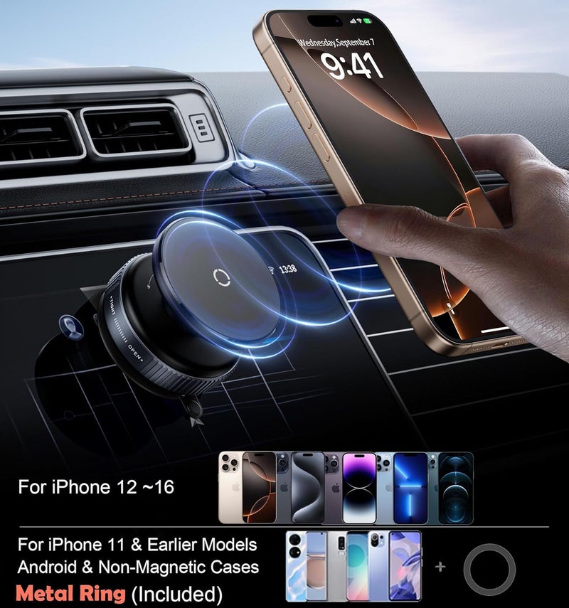 KEKOZE Magnetic Car Mobile Holder For Dashboard Vacuum Suction 360 Phone Holder Mount Hand Free Magnetic Cell Phone Stand With Strong Grip Shockproof Suction Cup Mount For Car Gym Office Table - Black - Image 4