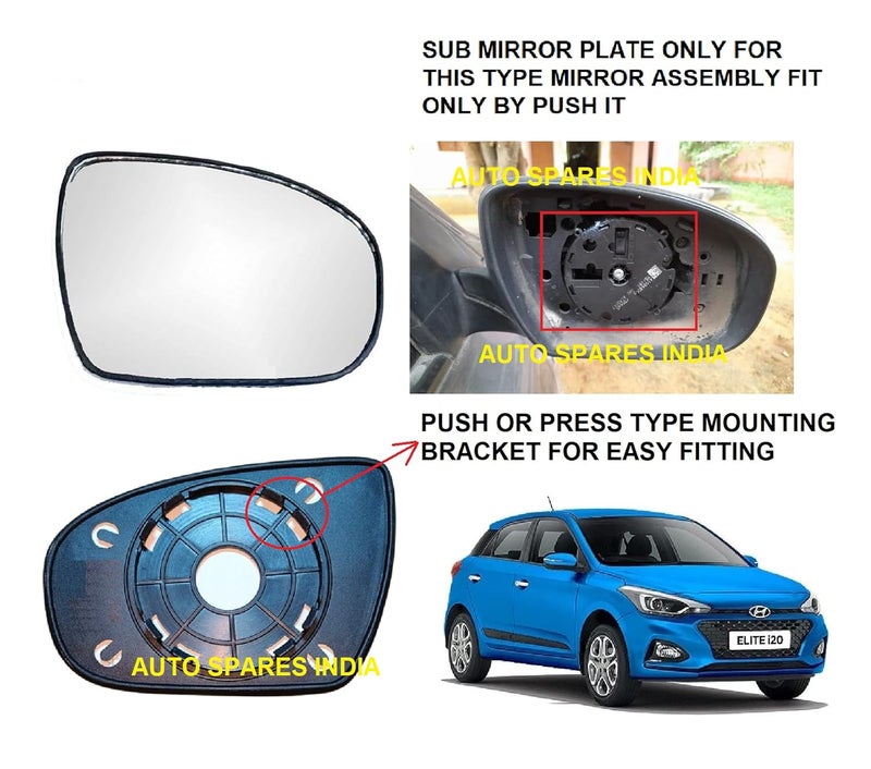 STYCARO -orvm Right Driver Side Rear View Mirror Glass Plate for Hyundai I20 2ND GEN ACTIVE, I20 2ND GEN ELITE, I20 2ND GEN F/L ELITE 2015-2019 Model - Image 2