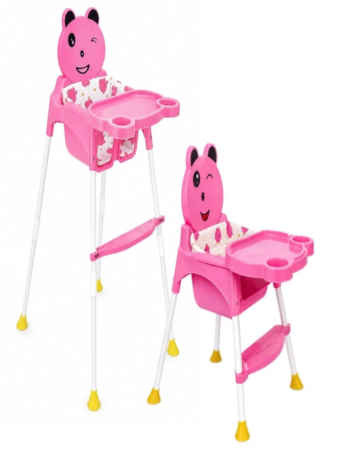 Maanit Convertible Baby High Chair with footrest, Convertible to HGH Chair, Low Chair,for Baby Feeding (Pink) - Image 1