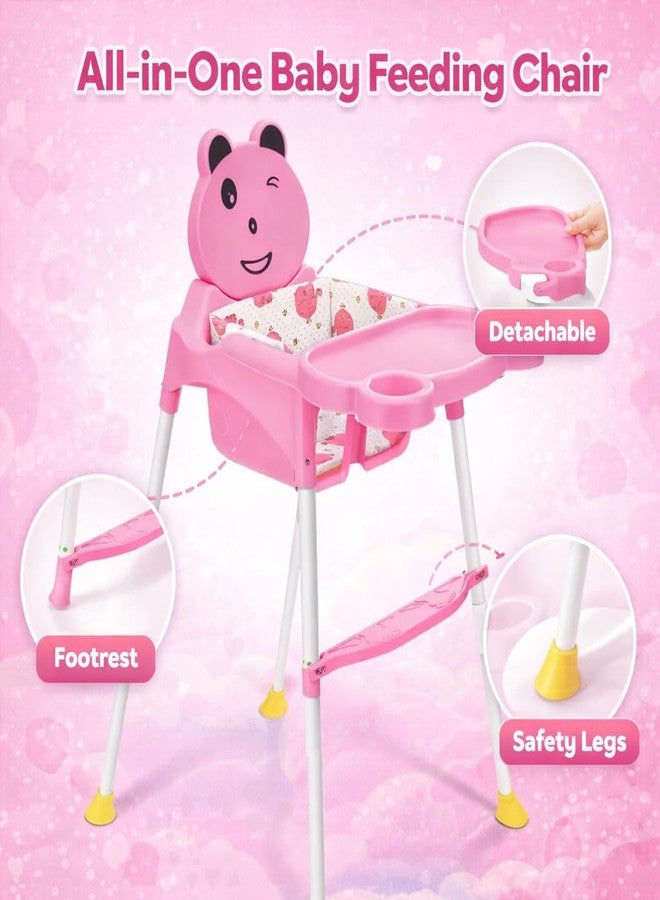 Maanit Convertible Baby High Chair with footrest, Convertible to HGH Chair, Low Chair,for Baby Feeding (Pink) - Image 5