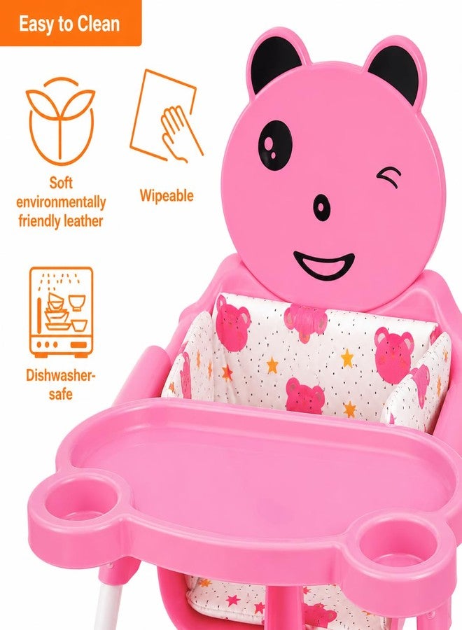 Maanit Convertible Baby High Chair with footrest, Convertible to HGH Chair, Low Chair,for Baby Feeding (Pink) - Image 3