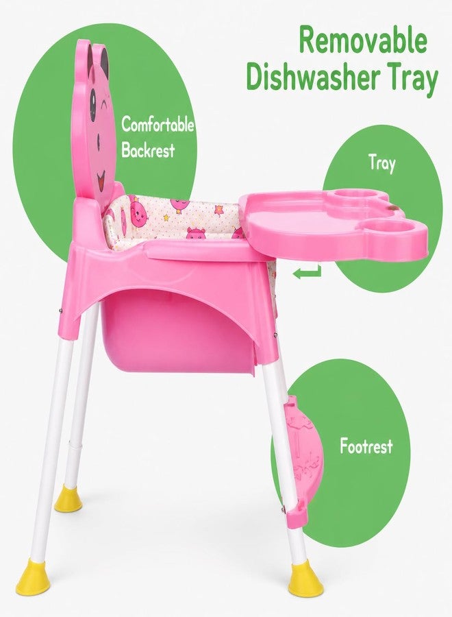 Maanit Convertible Baby High Chair with footrest, Convertible to HGH Chair, Low Chair,for Baby Feeding (Pink) - Image 4