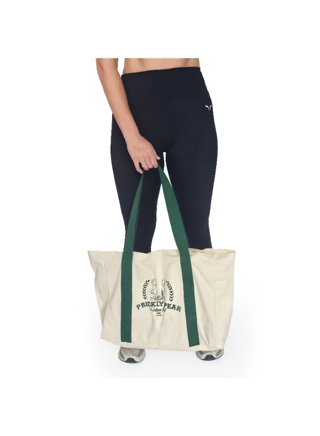 Prickly Pear Green Large Varsity Canvas Tote Bag, Green for Women | Best Price UAE