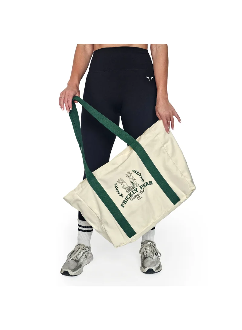 Prickly Pear Green Large Varsity Canvas Tote Bag, Green for Women | Best Price UAE