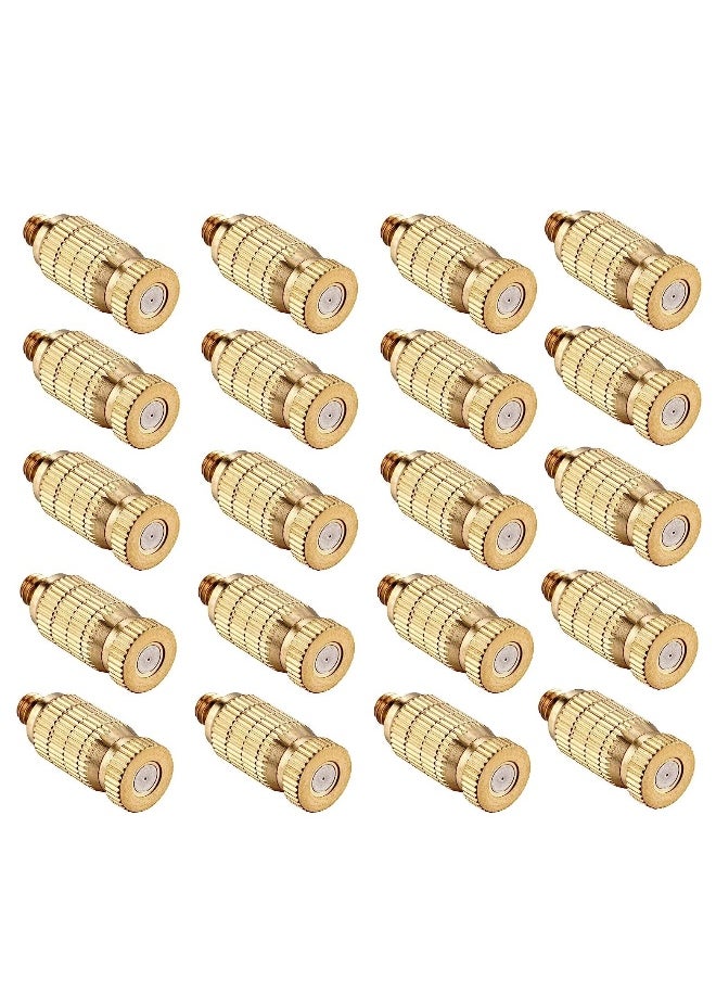Generic High Pressure Brass Misting Nozzles - 20 Pack Anti-Drip Atomizer Spray Heads for Outdoor Cooling, Landscaping, Greenhouse Irrigation, and Air Humidification (0.008"/0.2mm)  - Image 1