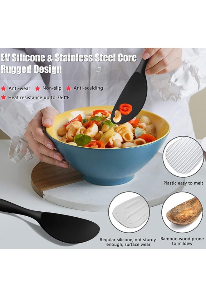 Silicone Non-Stick Rice Paddle, Heat Resistant Spoon for Rice Mashed Potato, Black - Image 5