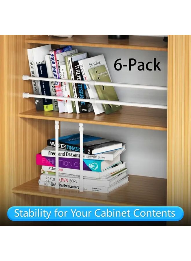 6 Pack Adjustable Pull Rods 12 to 19.5 Inches White Space Saving Organizer Bars For RV Camper Kitchen Closet And Travel Trailer Storage - Image 1