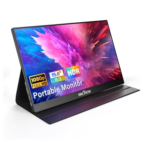 InnoView Portable Monitor, 15.6 Inch FHD 1080P HDMI USB C Second External Monitor for Laptop, Desktop, MacBook, Phones, Tablet, PS5/4, Xbox, Switch, Built-in Speaker with Protective Case - Image 1