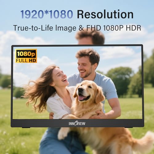 InnoView Portable Monitor, 15.6 Inch FHD 1080P HDMI USB C Second External Monitor for Laptop, Desktop, MacBook, Phones, Tablet, PS5/4, Xbox, Switch, Built-in Speaker with Protective Case - Image 2