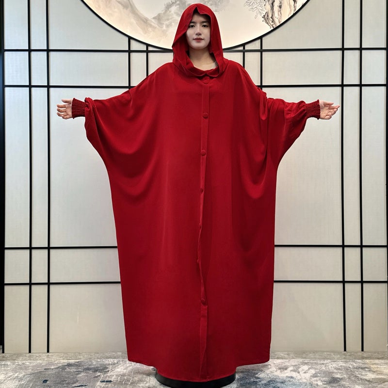 Cloak Cloak Muslim Women'S Robe With Buckle Dress Solid Color Muslim Dress Robe Middle East - Image 1